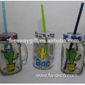 cold drink glass mason jars with straw lid